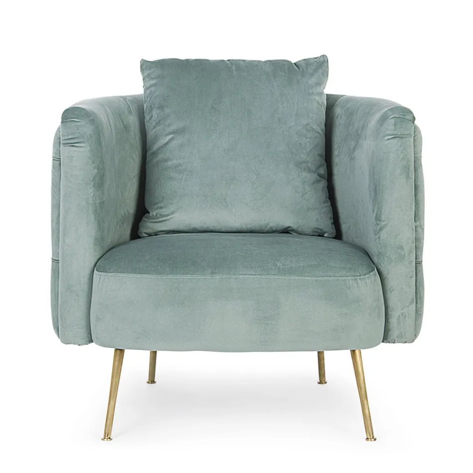 Poltrona Classica in Legno Imbottita Effetto Velluto Homemotion - Nichy Viadurini