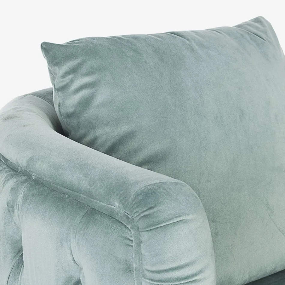 Poltrona Classica in Legno Imbottita Effetto Velluto Homemotion - Nichy Viadurini