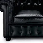 Poltrona Classica Rivestita in Pelle con Piedini in Legno Made in Italy - Idra Viadurini