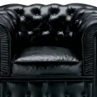 Poltrona Classica Rivestita in Pelle con Piedini in Legno Made in Italy - Idra Viadurini