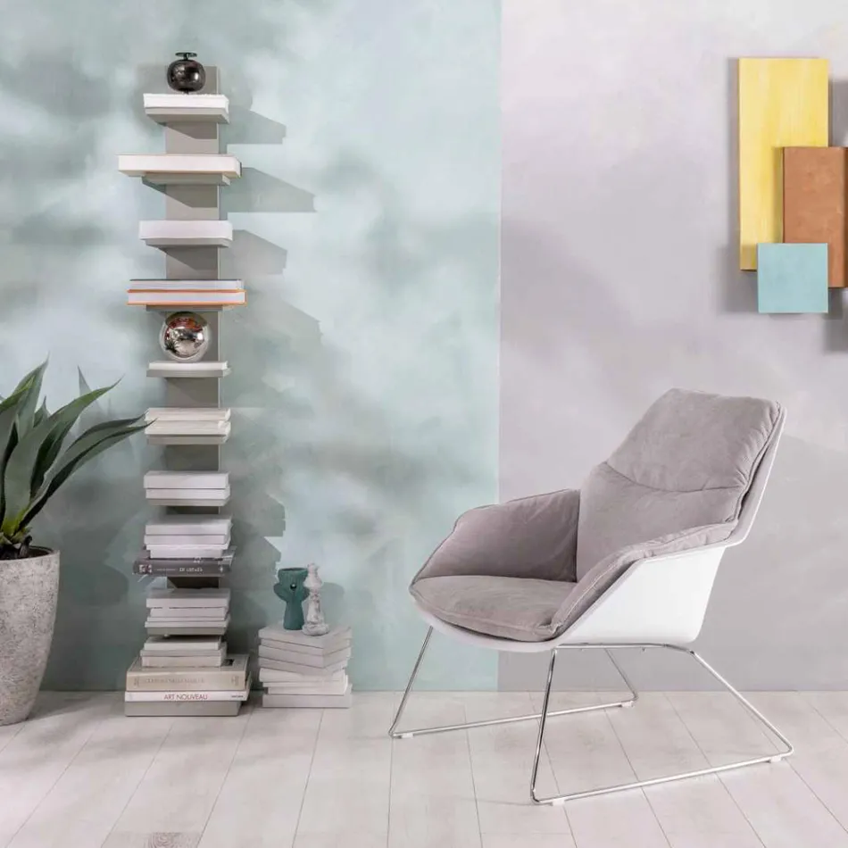 Poltrona con Base in Metallo, Struttura in Polipropilene e Cuscini in Tessuto - Tablet Viadurini