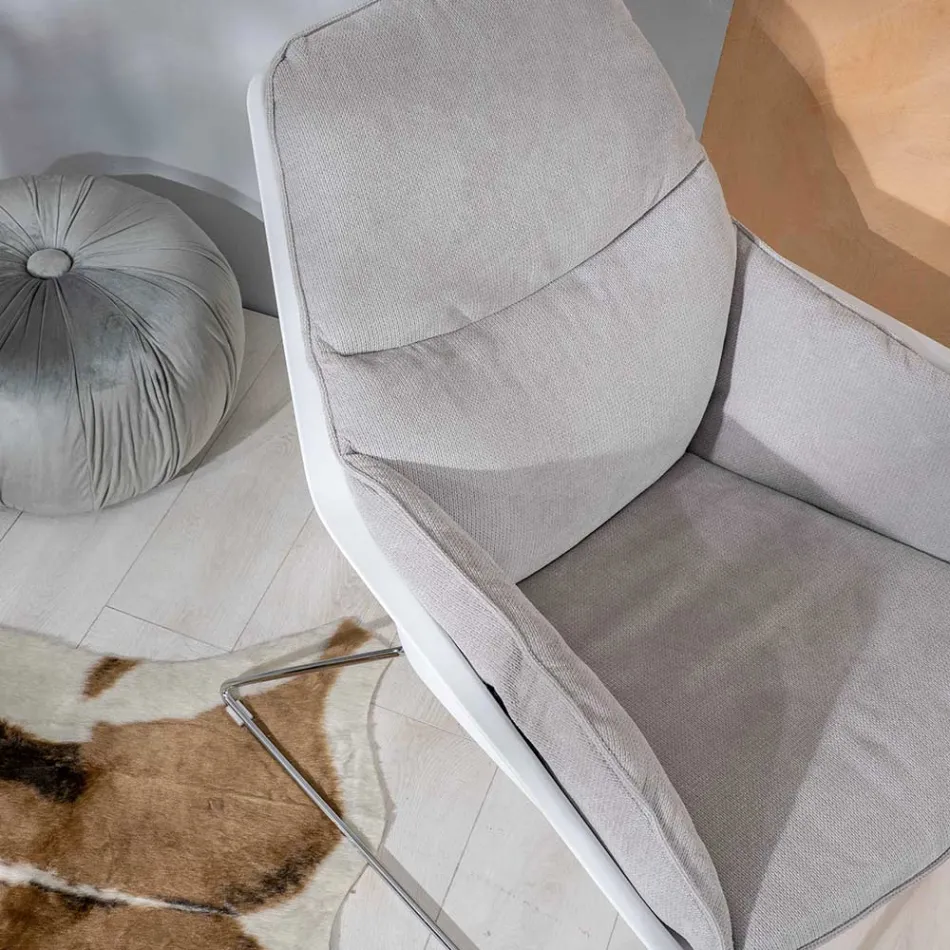 Poltrona con Base in Metallo, Struttura in Polipropilene e Cuscini in Tessuto - Tablet Viadurini