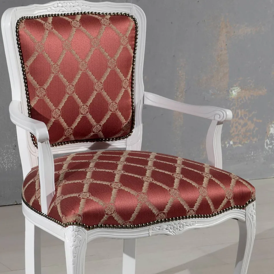 Poltrona con Braccioli e Struttura in Legno Laccato Bianco Made in Italy - Gatto Viadurini