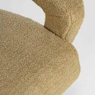 Poltrona con Braccioli in Rubberwood e Seduta Effetto Lana - Patrizia Viadurini