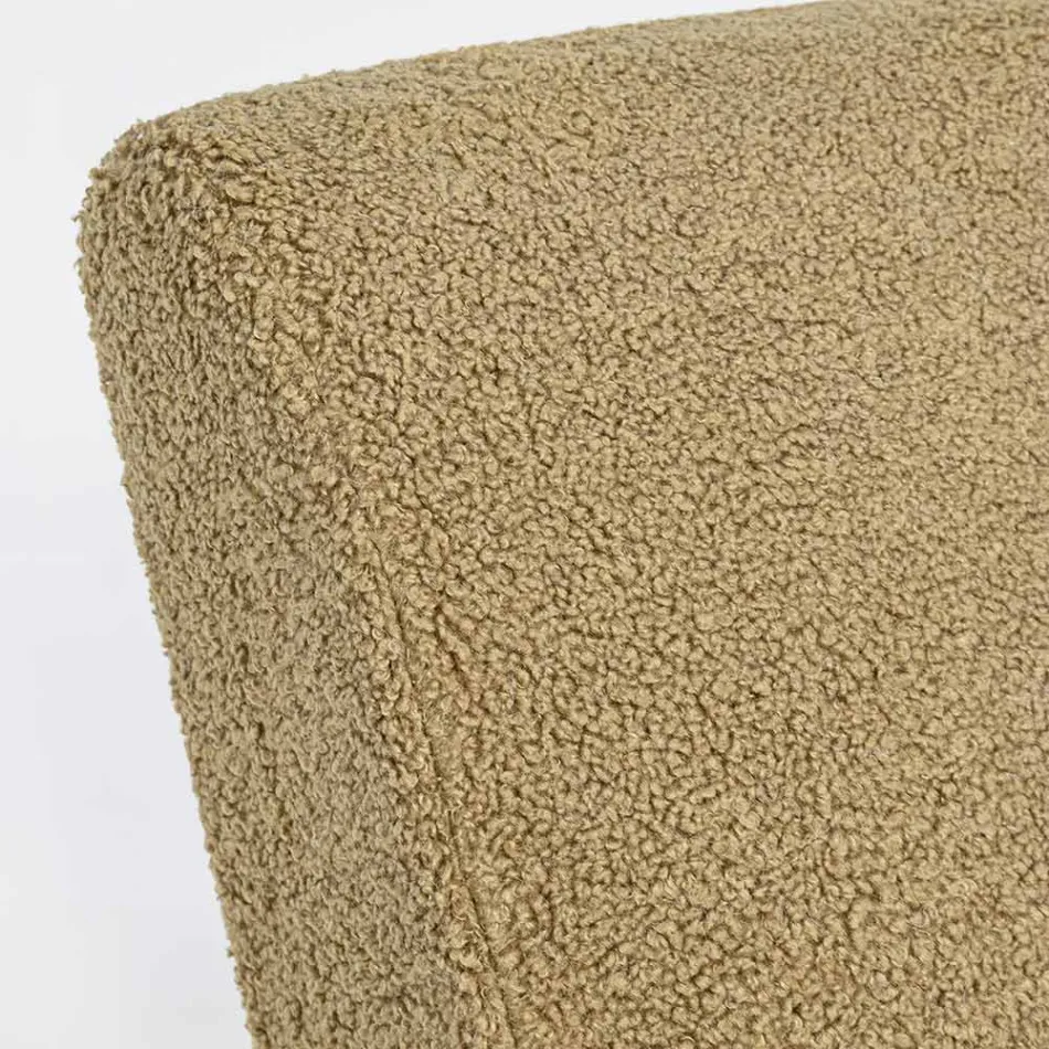 Poltrona con Braccioli in Rubberwood e Seduta Effetto Lana - Patrizia Viadurini