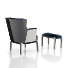 Poltrona con Pouf in Tessuto Patchwork - Bromo Viadurini