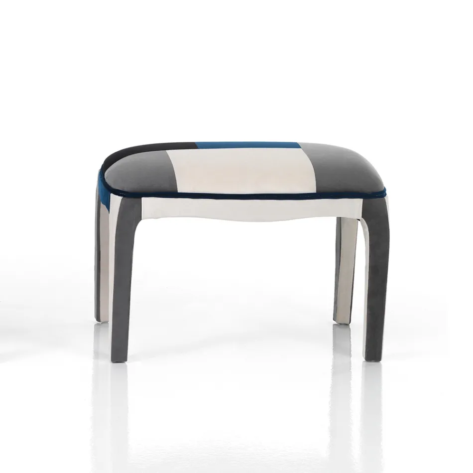 Poltrona con Pouf in Tessuto Patchwork - Bromo Viadurini