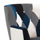 Poltrona con Pouf in Tessuto Patchwork - Bromo Viadurini