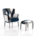 Poltrona con Pouf in Tessuto Patchwork - Bromo Viadurini