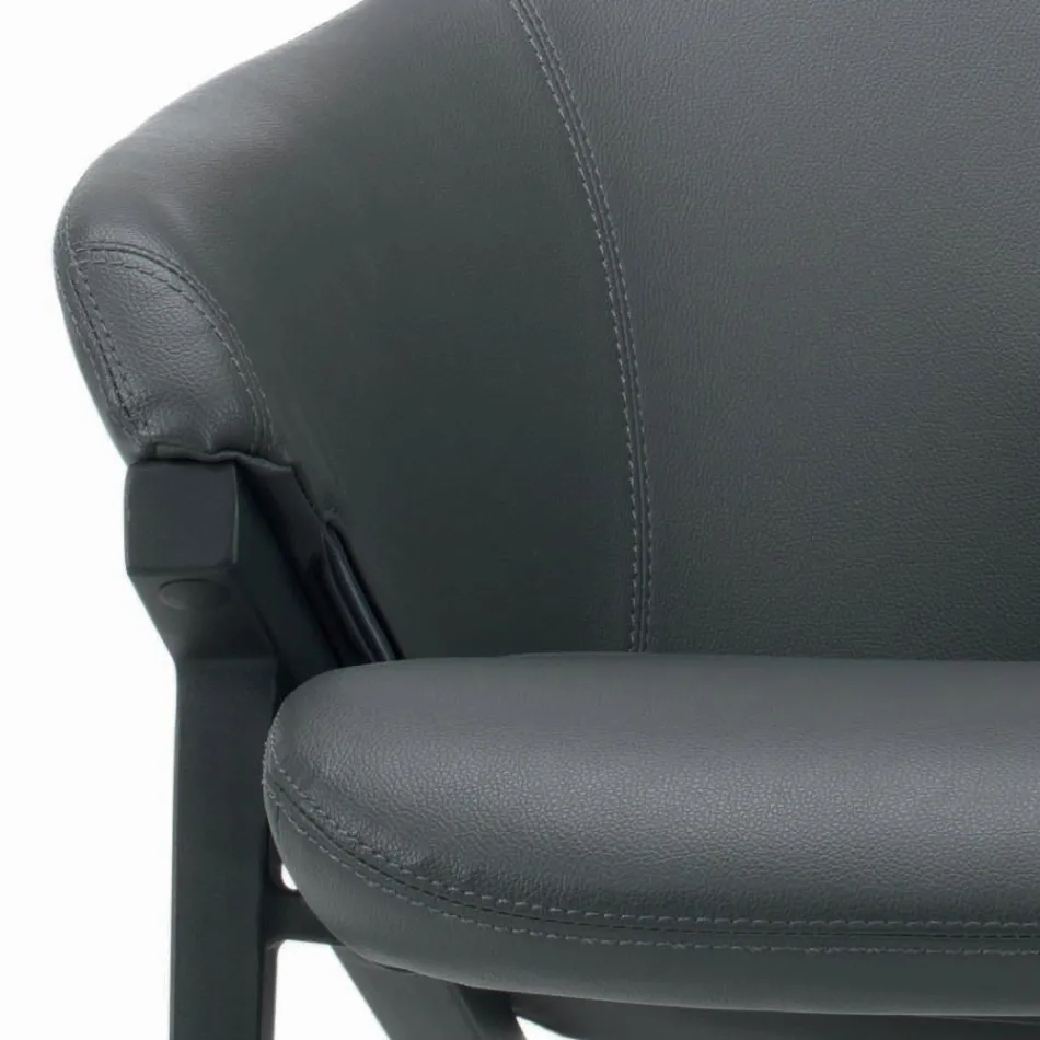 Poltrona con Struttura in Acciaio e Seduta in Ecopelle Grafite Made in Italy - Reggio Viadurini