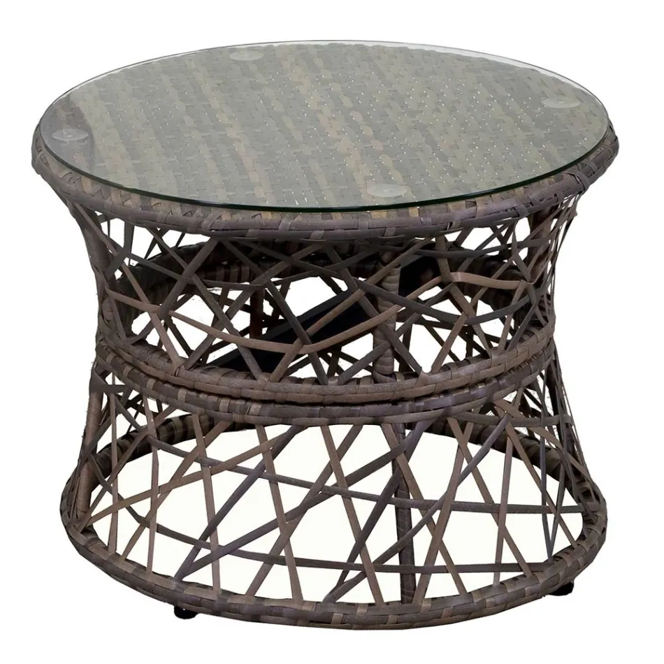 Poltrona con Struttura in Alluminio Ricoperta da Polyrattan e Tavolino - Puntina Viadurini