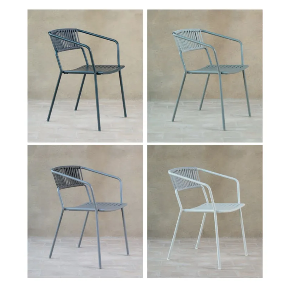 Poltrona da Esterno in Acciaio Zincato Impilabile Made in Italy 2 Pezzi - Vesna Viadurini