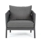 Poltrona da Esterno in Alluminio, Corda e Tessuto Antracite, Homemotion - Shama Viadurini