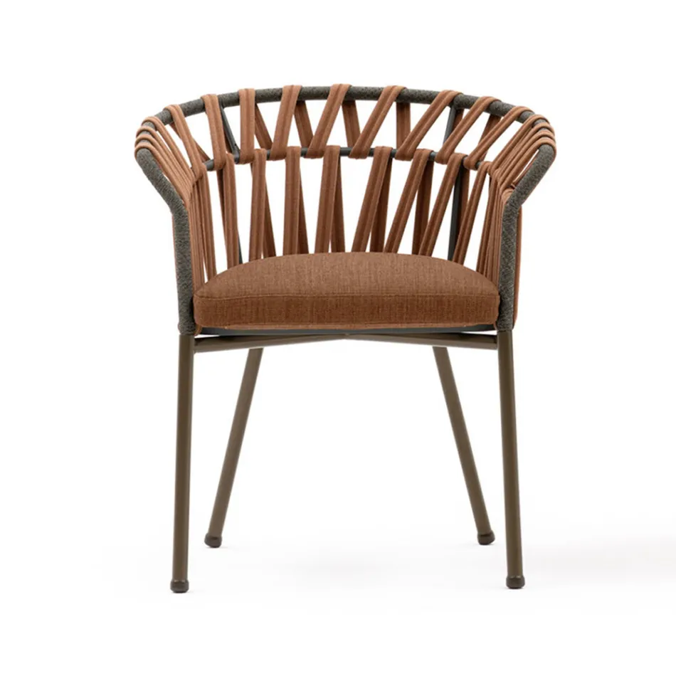 Poltrona da Esterno in Corda, Tessuto e Alluminio - Emma Cross by Varaschin Viadurini