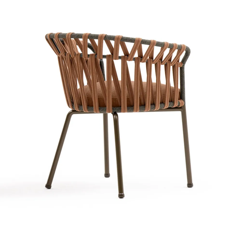 Poltrona da Esterno in Corda, Tessuto e Alluminio - Emma Cross by Varaschin Viadurini