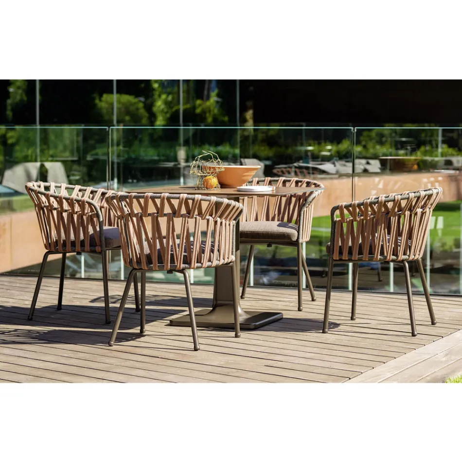 Poltrona da Esterno in Corda, Tessuto e Alluminio - Emma Cross by Varaschin Viadurini