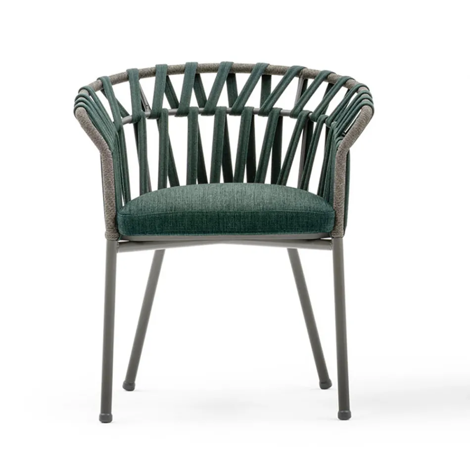 Poltrona da Esterno in Corda, Tessuto e Alluminio - Emma Cross by Varaschin Viadurini