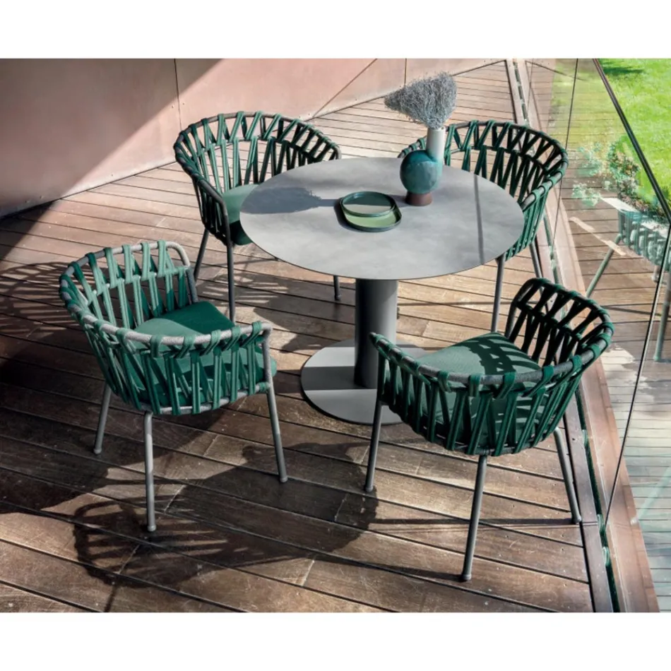 Poltrona da Esterno in Corda, Tessuto e Alluminio - Emma Cross by Varaschin Viadurini