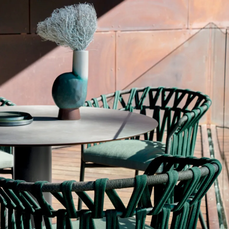 Poltrona da Esterno in Corda, Tessuto e Alluminio - Emma Cross by Varaschin Viadurini