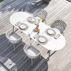 Poltrona da Esterno in Corda, Tessuto e Alluminio - Emma Cross by Varaschin Viadurini