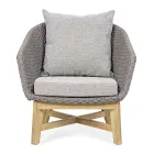 Poltrona da Esterno in Intreccio di Corda e Legno di Teak, Homemotion - Callum Viadurini