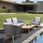 Poltrona da Esterno in Intreccio di Corda e Legno di Teak, Homemotion - Callum Viadurini