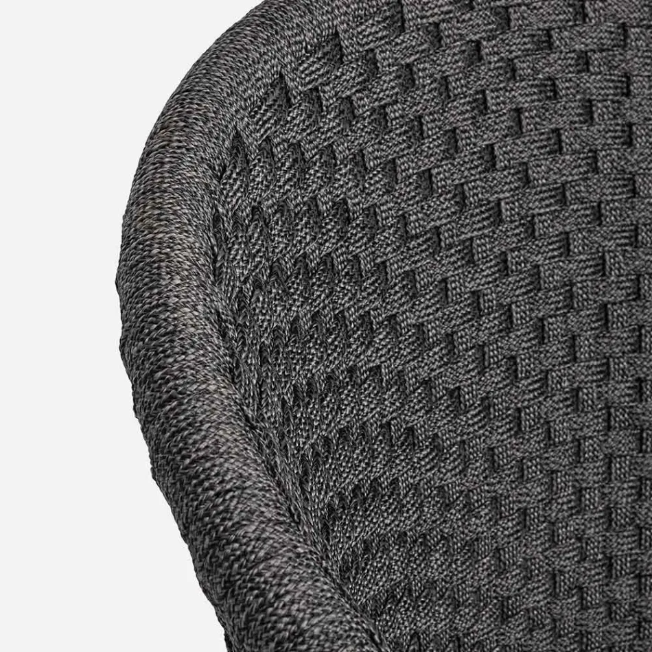 Poltrona da Esterno in Legno e Corda con Cuscino, Homemotion, 2 Pezzi - Oskana Viadurini