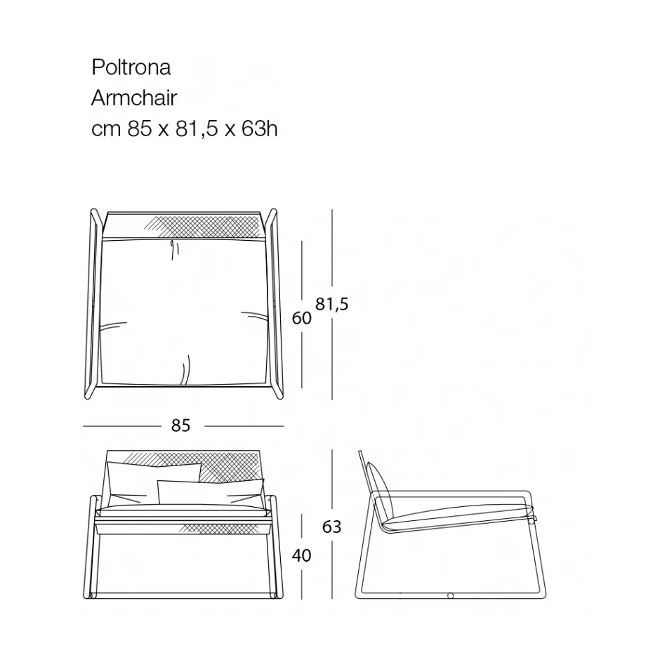 Poltrona da Esterno in Metallo con Cuscino di Lusso Made in Italy - Karol Viadurini