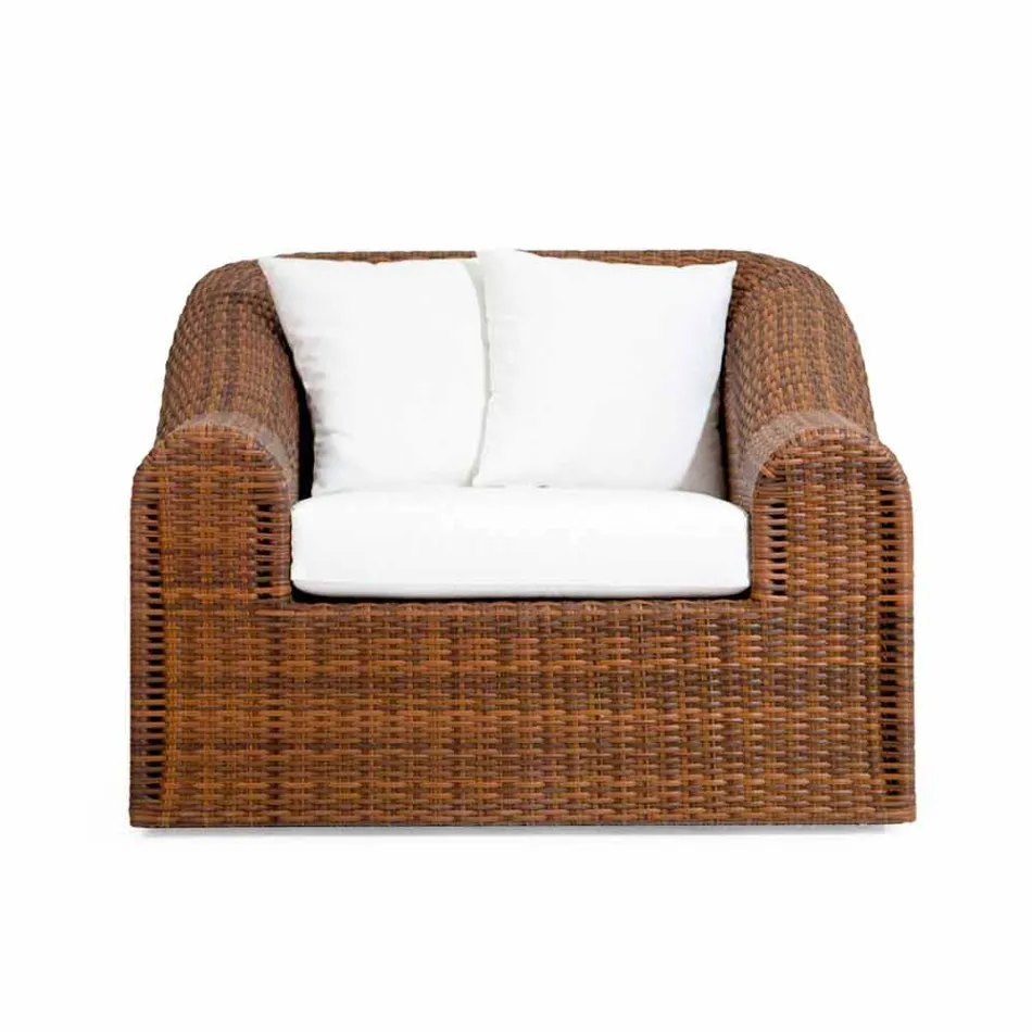 Poltrona da esterno in polietilene intrecciato a mano di design Cooper Viadurini