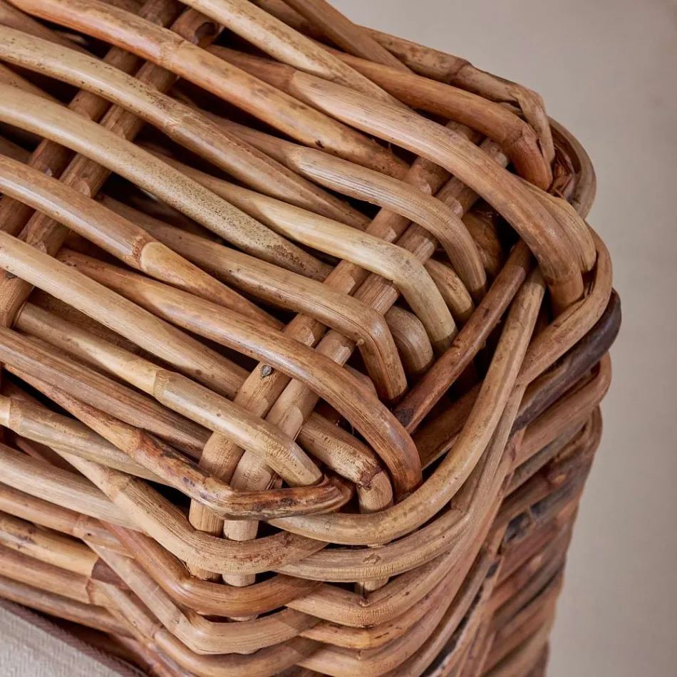 Poltrona da Esterno in Rattan Naturale con Cuscini Inclusi – Keira Viadurini