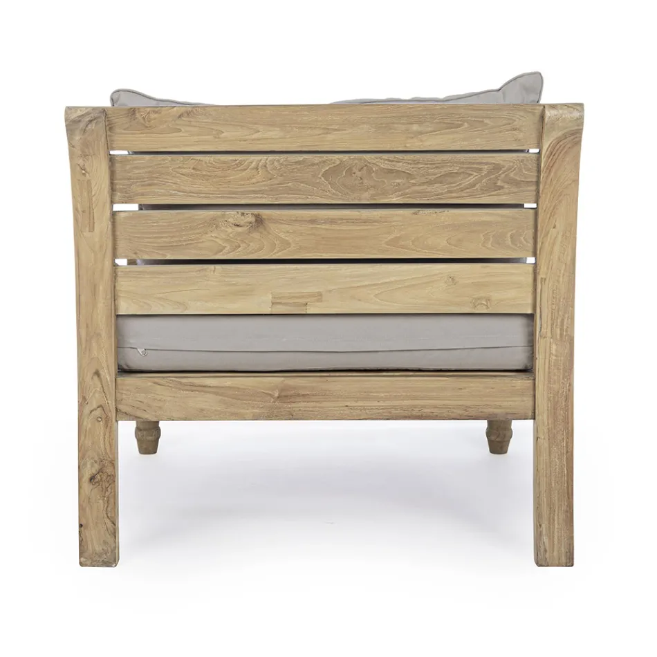 Poltrona da Esterno in Teak con Cuscini in Tessuto, Homemotion - Tatyana Viadurini