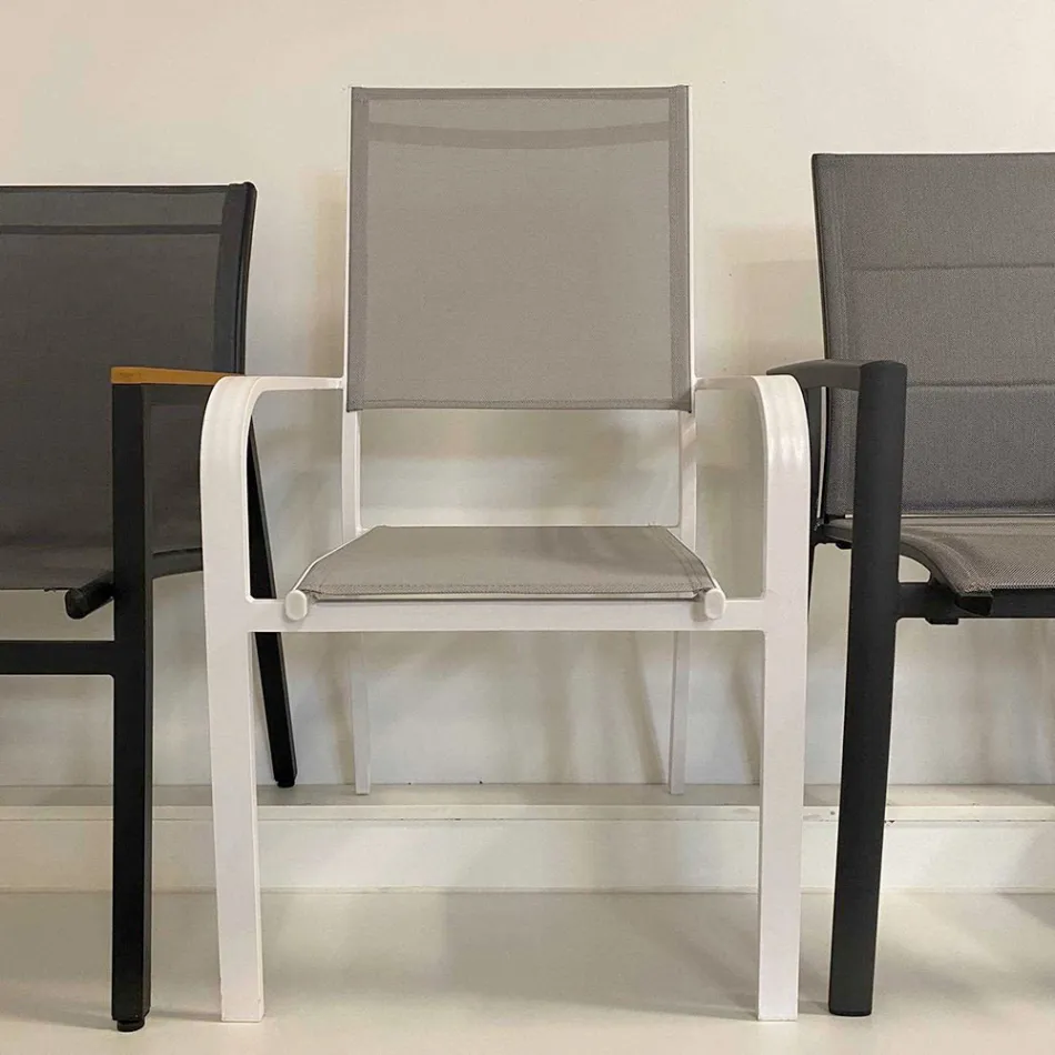 Poltrona da Esterno Realizzata in Alluminio e Textilene - Solare Viadurini