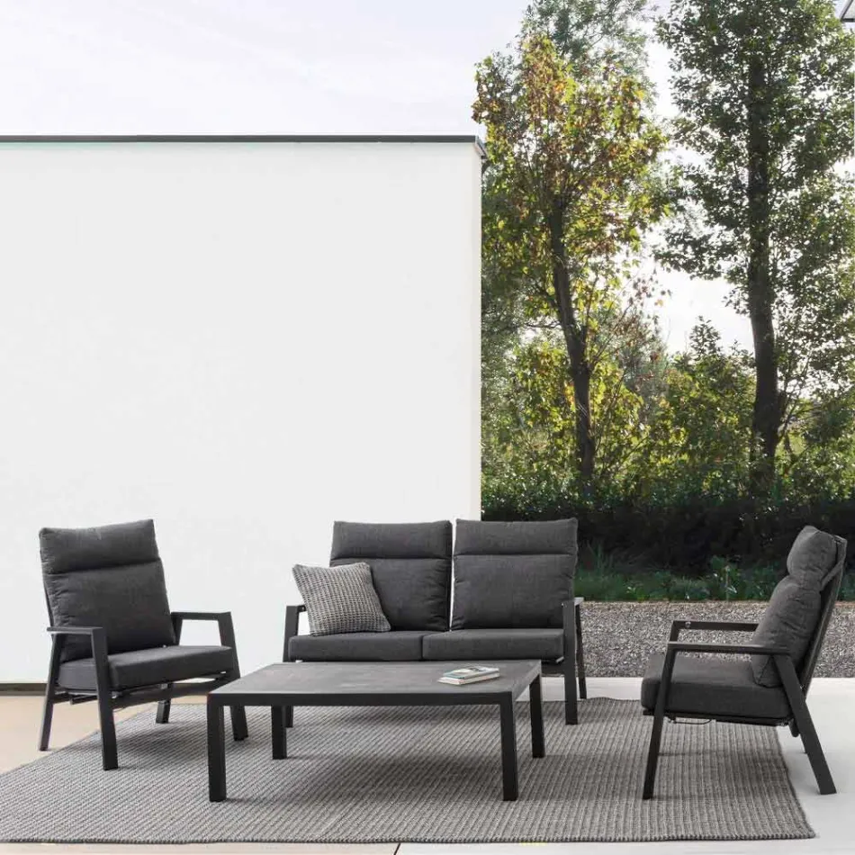 Poltrona da Esterno Reclinabile in Tessuto e Alluminio, 2 Pezzi - Nathy Viadurini