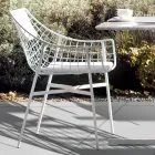 Poltrona da esterno Varaschin Summer Set di design in acciaio bianco Viadurini