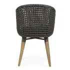 Poltrona da Giardino con Gambe Teak e Seduta in Tessuto, Homemotion - Chantall Viadurini