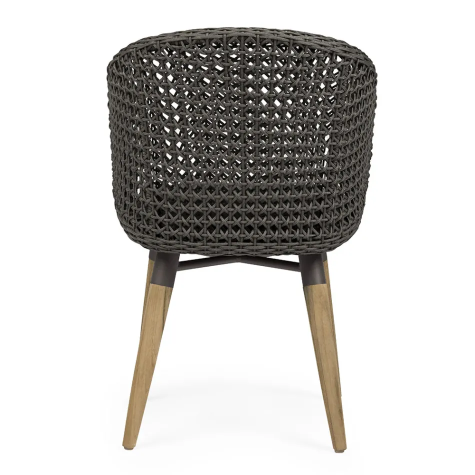 Poltrona da Giardino con Gambe Teak e Seduta in Tessuto, Homemotion - Chantall Viadurini