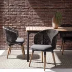 Poltrona da Giardino con Gambe Teak e Seduta in Tessuto, Homemotion - Chantall Viadurini