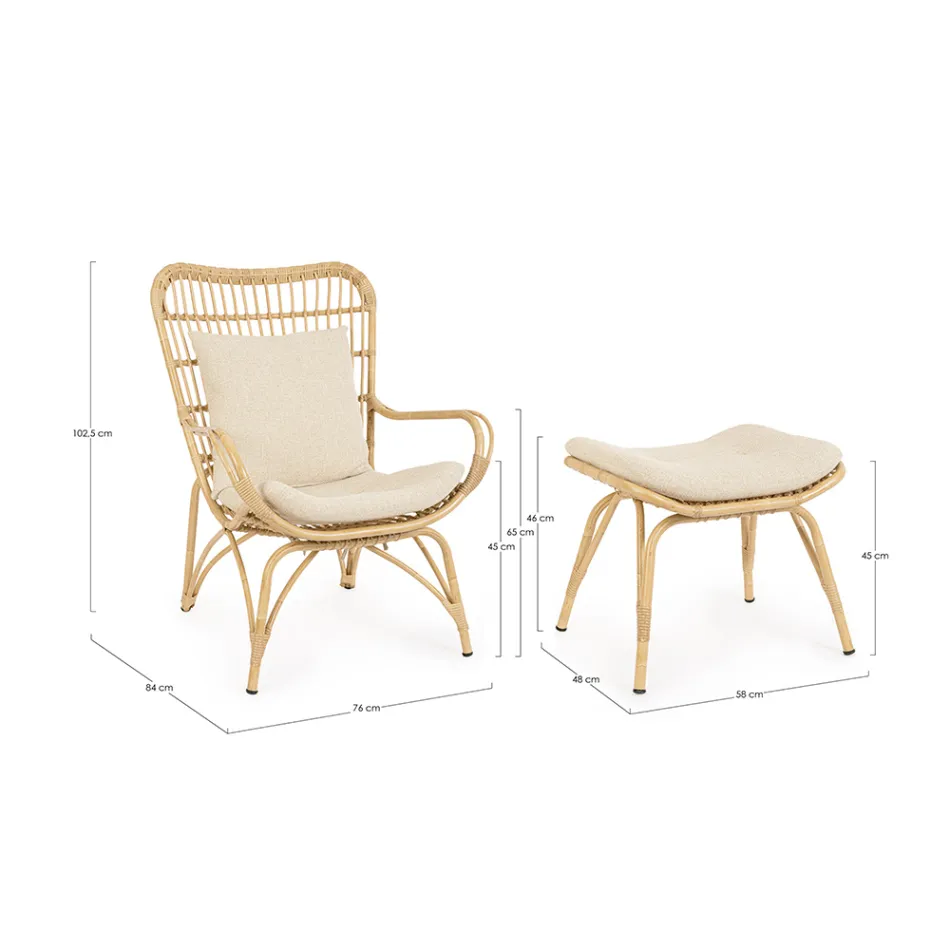 Poltrona da Giardino con Poggiapiedi e Intreccio in Fibra Sintetica - Matter Viadurini