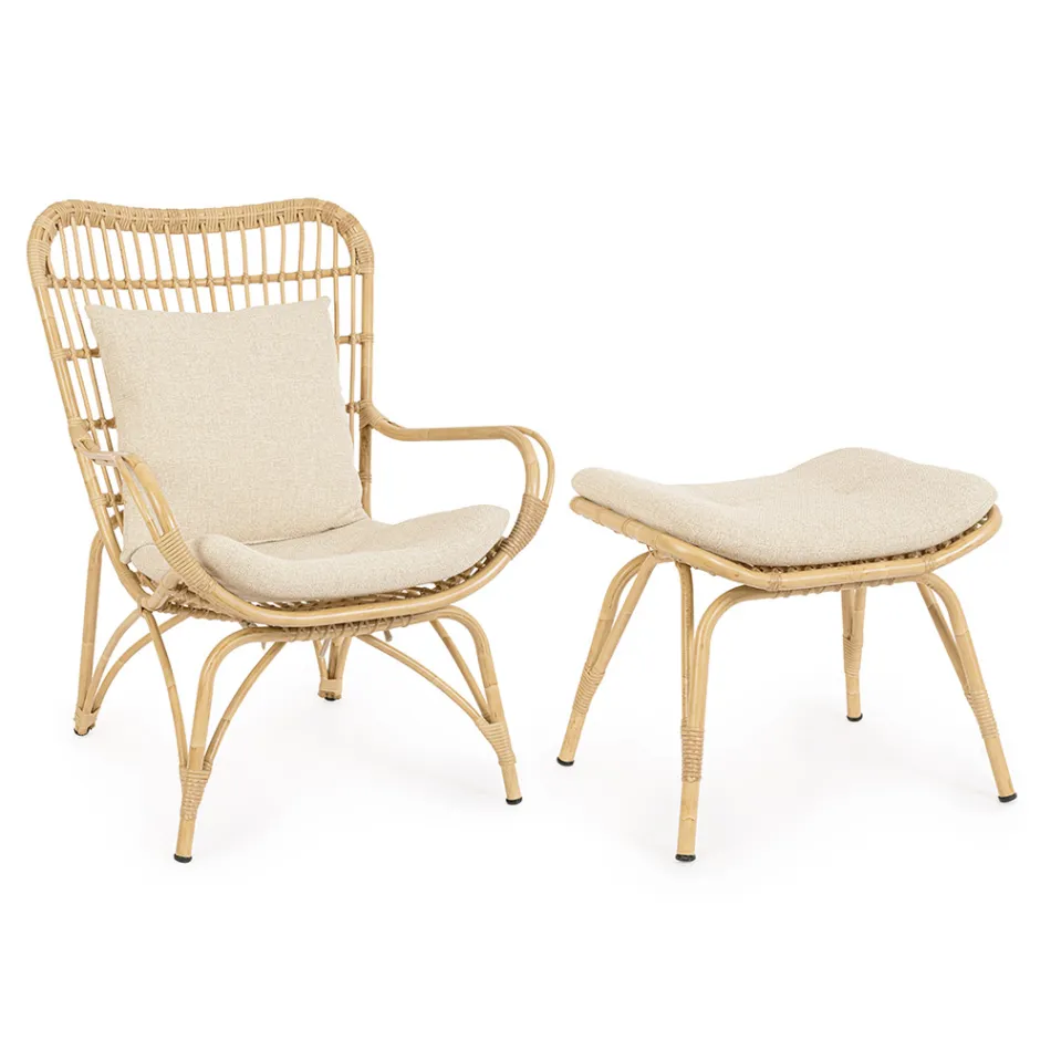 Poltrona da Giardino con Poggiapiedi e Intreccio in Fibra Sintetica - Matter Viadurini