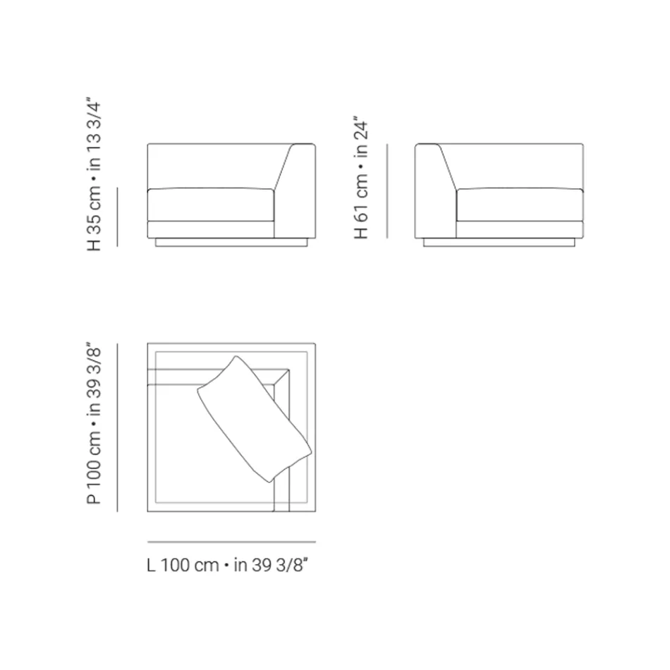 Poltrona da Giardino con Struttura Angolare Sinistra Made in Italy - Rubik Viadurini
