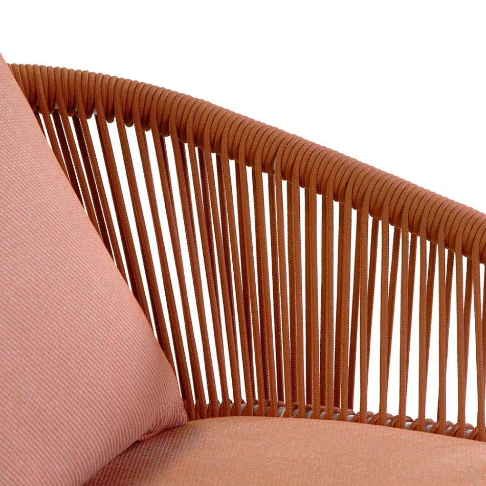 Poltrona da Giardino con Struttura in Alluminio e Corde con Cuscini - Tenda Viadurini