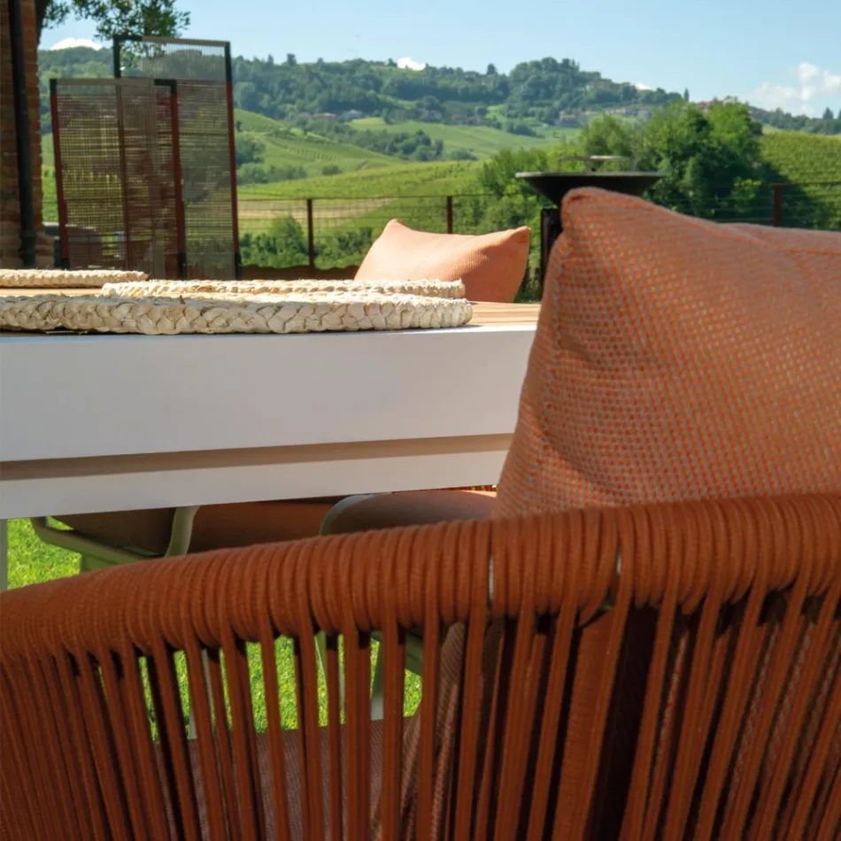 Poltrona da Giardino con Struttura in Alluminio e Corde con Cuscini - Tenda Viadurini