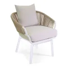 Poltrona da Giardino con Struttura in Alluminio e Corde con Cuscini - Tenda Viadurini