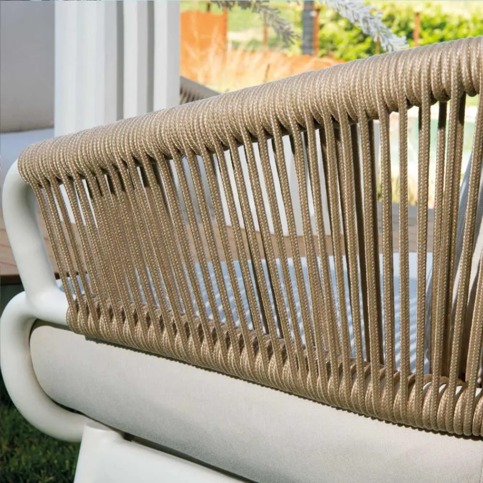 Poltrona da Giardino con Struttura in Alluminio e Corde con Cuscini - Tenda Viadurini