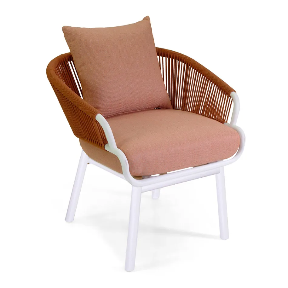 Poltrona da Giardino con Struttura in Alluminio e Corde con Cuscini - Tenda Viadurini