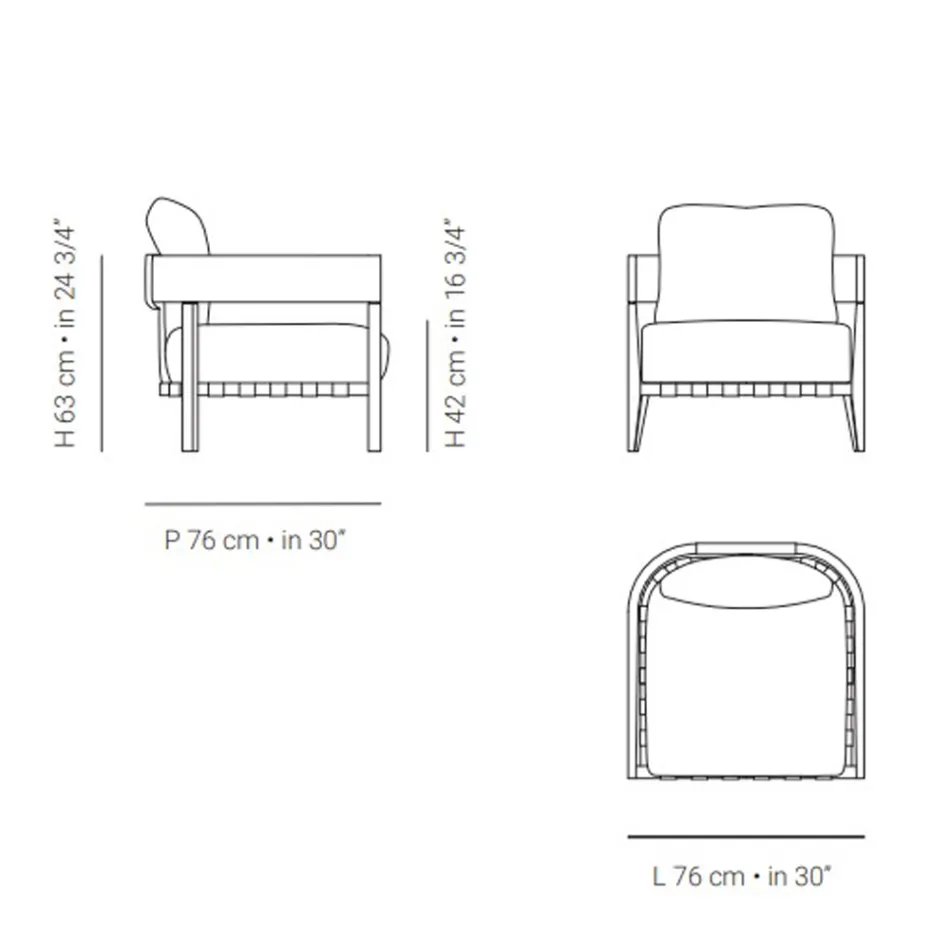 Poltrona da Giardino con Struttura in Legno teak made in Italy - Briga Viadurini