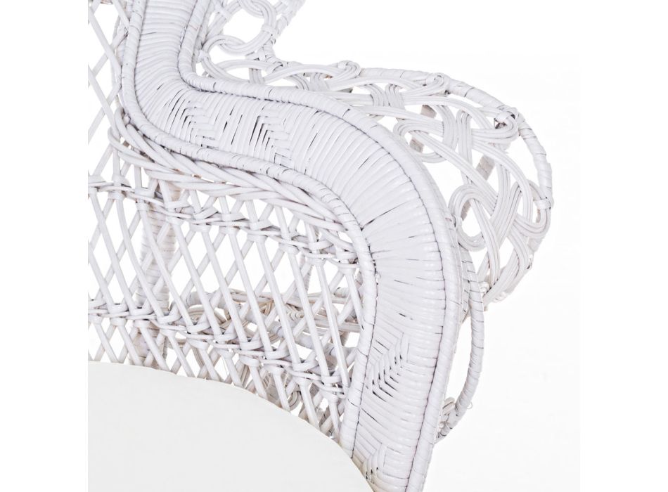 Poltrona da Giardino Design di Lusso in Rattan Bianco per Esterni - Serafina Viadurini