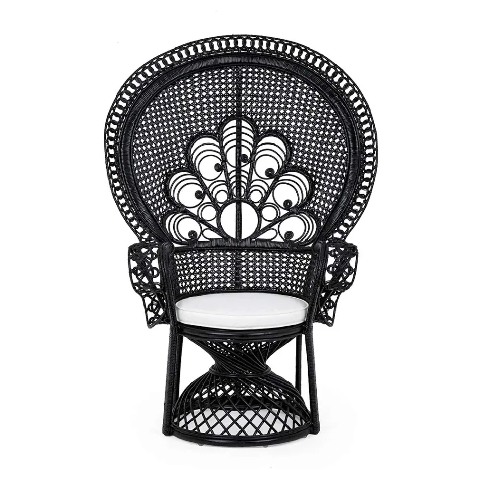 Poltrona da Giardino Design di Lusso per Esterni in Rattan Nero - Serafino Viadurini