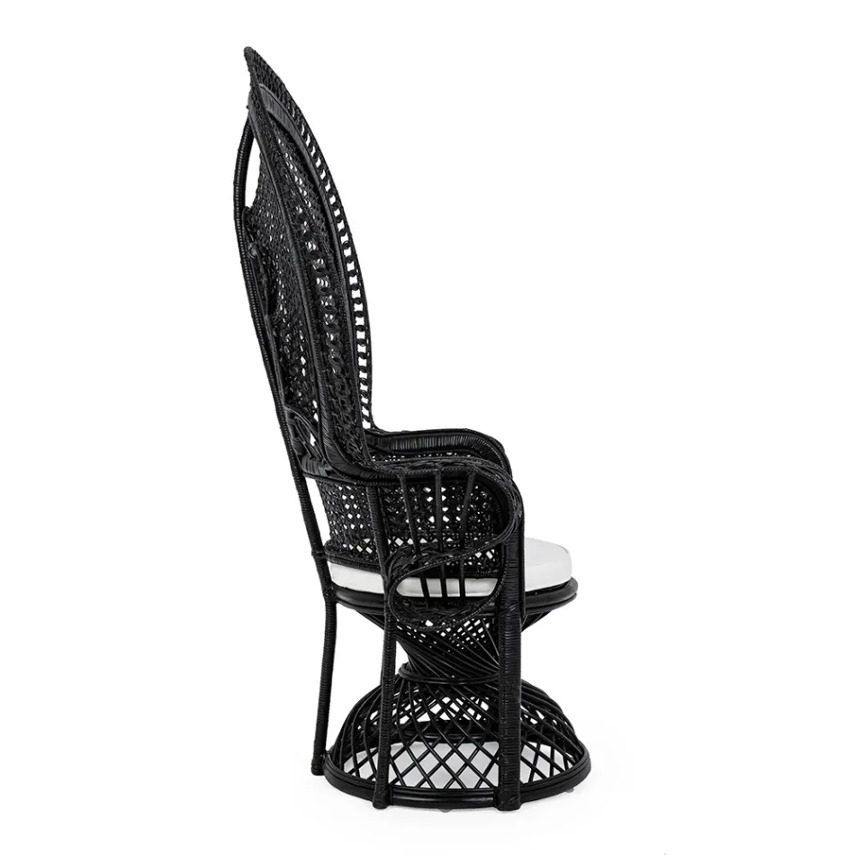 Poltrona da Giardino Design di Lusso per Esterni in Rattan Nero - Serafino Viadurini