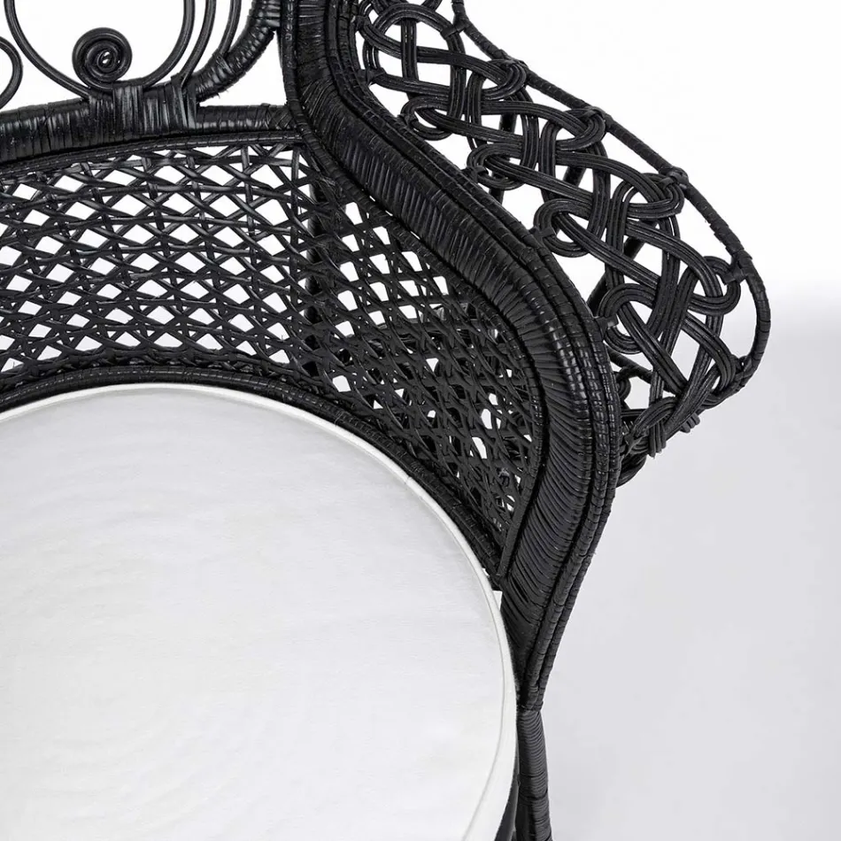 Poltrona da Giardino Design di Lusso per Esterni in Rattan Nero - Serafino Viadurini